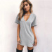 Women Tshirt Dress 2019 Choker V-neck Summer Dresses Short Sleeve Casual Sexy Halter Loose Boho Beach Dress Vestidos Plus Size