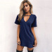 Women Tshirt Dress 2019 Choker V-neck Summer Dresses Short Sleeve Casual Sexy Halter Loose Boho Beach Dress Vestidos Plus Size