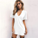 Women Tshirt Dress 2019 Choker V-neck Summer Dresses Short Sleeve Casual Sexy Halter Loose Boho Beach Dress Vestidos Plus Size