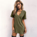 Women Tshirt Dress 2019 Choker V-neck Summer Dresses Short Sleeve Casual Sexy Halter Loose Boho Beach Dress Vestidos Plus Size