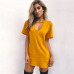 Women Tshirt Dress 2019 Choker V-neck Summer Dresses Short Sleeve Casual Sexy Halter Loose Boho Beach Dress Vestidos Plus Size