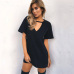 Women Tshirt mini Dress Choker V-neck Summer Dresses Short Sleeve Casual Sexy Halter Boho Beach Dress Vestidos MINI Size