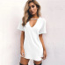 Women Tshirt mini Dress Choker V-neck Summer Dresses Short Sleeve Casual Sexy Halter Boho Beach Dress Vestidos MINI Size