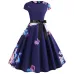 Women Vintage Dress 2019 Summer Floral Print Short Sleeve Dresses 50s 60s Office Party Rockabilly Swing Retro Pinup Plus Size