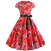 Women Vintage Dress 2019 Summer Floral Print Short Sleeve Dresses 50s 60s Office Party Rockabilly Swing Retro Pinup Plus Size
