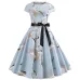 Women Vintage Dress 2019 Summer Floral Print Short Sleeve Dresses 50s 60s Office Party Rockabilly Swing Retro Pinup Plus Size