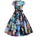Women Vintage Dress 2019 Summer Floral Print Short Sleeve Dresses 50s 60s Office Party Rockabilly Swing Retro Pinup Plus Size