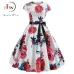 Women Vintage Dress 2019 Summer Floral Print Short Sleeve Dresses 50s 60s Office Party Rockabilly Swing Retro Pinup Plus Size