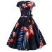 Women Vintage Dress 2019 Summer Floral Print Short Sleeve Dresses 50s 60s Office Party Rockabilly Swing Retro Pinup Plus Size
