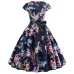 Women Vintage Dress 2019 Summer Floral Print Short Sleeve Dresses 50s 60s Office Party Rockabilly Swing Retro Pinup Plus Size