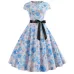 Women Vintage Dress 2019 Summer Floral Print Short Sleeve Dresses 50s 60s Office Party Rockabilly Swing Retro Pinup Plus Size