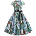 Women Vintage Dress 2019 Summer Floral Print Short Sleeve Dresses 50s 60s Office Party Rockabilly Swing Retro Pinup Plus Size