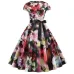 Women Vintage Dress 2019 Summer Floral Print Short Sleeve Dresses 50s 60s Office Party Rockabilly Swing Retro Pinup Plus Size