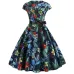 Women Vintage Dress 2019 Summer Floral Print Short Sleeve Dresses 50s 60s Office Party Rockabilly Swing Retro Pinup Plus Size