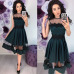 Women Vintage Lace Patchwork a Line Party Dress Ladies Sleeveless o Neck Hollow Out Elegant Dress 2019 New Fashion Women Dress