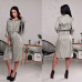 Women Vintage Striped Belt Party Dress Three Quarter Sleeve Turn Down Collar Pockets Dress 2019 Summer New Fashion Women Dress