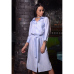 Women Vintage Striped Belt Party Dress Three Quarter Sleeve Turn Down Collar Pockets Dress 2019 Summer New Fashion Women Dress