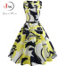 Womens Summer Dresses  Women Robe Elegant Vintage Retro Swing Rockabilly Dress High Waist Floral Runway Sundress Tunic