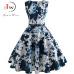 Womens Summer Dresses  Women Robe Elegant Vintage Retro Swing Rockabilly Dress High Waist Floral Runway Sundress Tunic