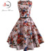 Womens Summer Dresses  Women Robe Elegant Vintage Retro Swing Rockabilly Dress High Waist Floral Runway Sundress Tunic