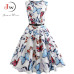 Womens Summer Dresses  Women Robe Elegant Vintage Retro Swing Rockabilly Dress High Waist Floral Runway Sundress Tunic