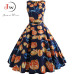 Womens Summer Dresses  Women Robe Elegant Vintage Retro Swing Rockabilly Dress High Waist Floral Runway Sundress Tunic