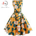 Womens Summer Dresses  Women Robe Elegant Vintage Retro Swing Rockabilly Dress High Waist Floral Runway Sundress Tunic