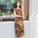 XL-5XL 2019 new women style Loose clothes Comfortable Cotton Print Round Neck Short Sleeve Plus Size 5XL Beach long Dress