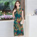 XL-5XL 2019 new women style Loose clothes Comfortable Cotton Print Round Neck Short Sleeve Plus Size 5XL Beach long Dress