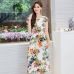 XL-5XL 2019 new women style Loose clothes Comfortable Cotton Print Round Neck Short Sleeve Plus Size 5XL Beach long Dress