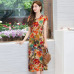 XL-5XL 2019 new women style Loose clothes Comfortable Cotton Print Round Neck Short Sleeve Plus Size 5XL Beach long Dress