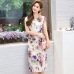 XL-5XL 2019 new women style Loose clothes Comfortable Cotton Print Round Neck Short Sleeve Plus Size 5XL Beach long Dress