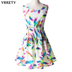 YRRETY Woman Beach Dress Summer Boho Print Clothes Sleeveless Party Dress Casual Short Sundress Plus Size Floral Dress 2019