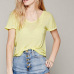 Cheap Sexy O Neck Short Sleeves Backless Solid Yellow Blending T-shirt Cheap Sexy O Neck Short Sleeves Backless Solid Yellow Blending T-shirt