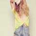 Cheap Sexy O Neck Short Sleeves Backless Solid Yellow Blending T-shirt Cheap Sexy O Neck Short Sleeves Backless Solid Yellow Blending T-shirt
