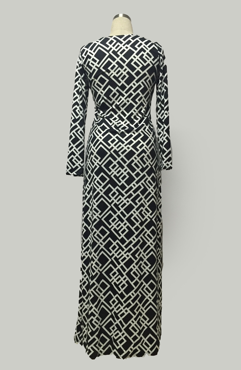 Fashion V Neck Half Sleeves  Polyester Ankle Length Women Dress