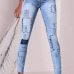 Stylish Mid Waist Elasticity Broken Holes Design Blue Cotton Skinny Pants Stylish Mid Waist Elasticity Broken Holes Design Blue Cotton Skinny Pants