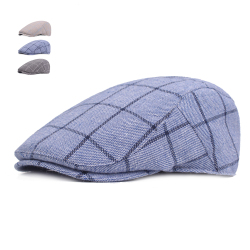 Fashion Summer Sun Hats For Men Women Casual Plaid Cotton Beret Caps Gorras Planas Boinas Check Flat Cap Adjustable Male Berets