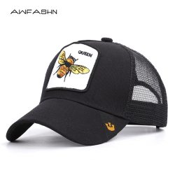 2019 new fashion bee embroidery mesh baseball cap Spring summer Hat Women Men animal adjustable snapback outdoor shade bone