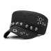 Beckyruiwu Adult Hip hop Punk Rock Skull Rivet Flat Peaked Hats Men Spring and Autumn Fitted Baseball Caps