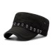 Beckyruiwu Adult Hip hop Punk Rock Skull Rivet Flat Peaked Hats Men Spring and Autumn Fitted Baseball Caps