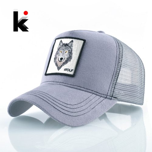 Fashion Snapback Trucker Hat For Men Summer Breathable Mesh Baseball Cap Women Wolf Embroidery Hip Hop Casquette Boys Kpop Bone