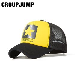 GROUP JUMP Five Star Pattern Caps Men Baseball Cap Summer Mesh Snapback Caps Women Men Sport Cap Breathable Bone Gorras