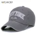 [HATLANDER]Sand washed 100% cotton baseball cap hat for women men vintage dad hat NEW YORK embroidery letter outdoor sports caps