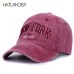 [HATLANDER]Sand washed 100% cotton baseball cap hat for women men vintage dad hat NEW YORK embroidery letter outdoor sports caps
