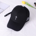 New Fashion Women Men Cross Belt Baseball Cap Black Embroidery Letter Snapback Hat Casquette Casual Cotton Cross Peaked Cap Bone