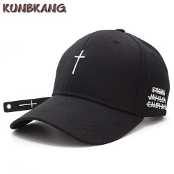 New Fashion Women Men Cross Belt Baseball Cap Black Embroidery Letter Snapback Hat Casquette Casual Cotton Cross Peaked Cap Bone