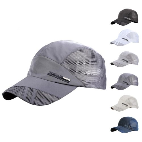 Summer Breathable Mesh Baseball Cap Quick Drying Hats For Men Blue Gray