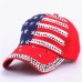 [YARBUU] The American flag Baseball caps 2018 fashion hat For men women The adjustable cotton cap rhinestone star Denim cap hat