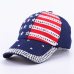 [YARBUU] The American flag Baseball caps 2018 fashion hat For men women The adjustable cotton cap rhinestone star Denim cap hat